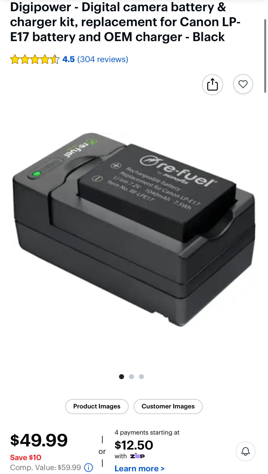 (MSRP $59.99) Digipower LP‑E17 Battery & Charger Kit – Fast Charge, Travel Ready