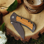 (MSRP $24.99)  Wooden‑Handle Folding Pocket Knife – Compact EDC Blade 🔪🌳