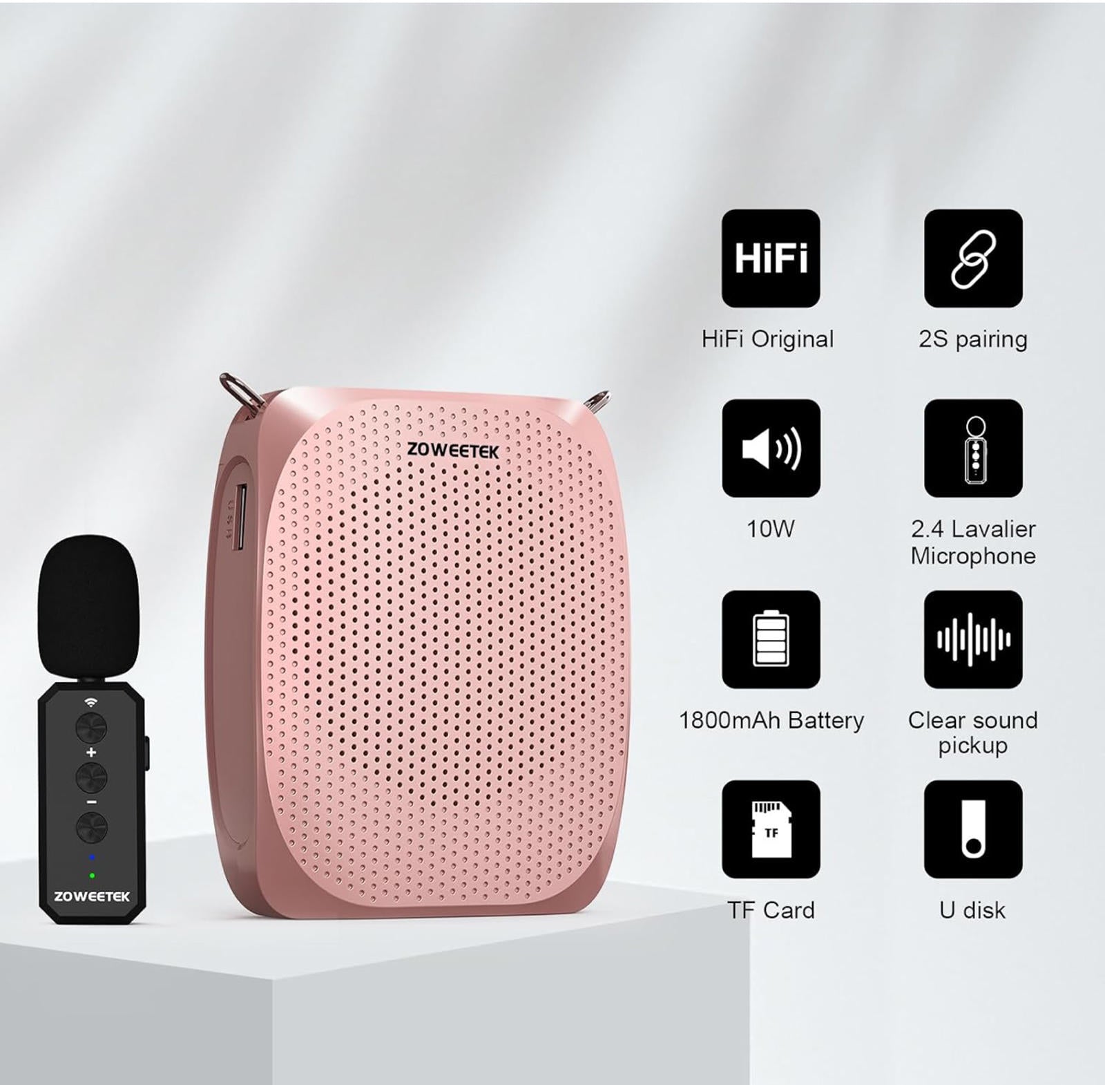 (MSRP $60.77) ZOWEETEK Voice Amplifier with Wireless Lavalier Mic