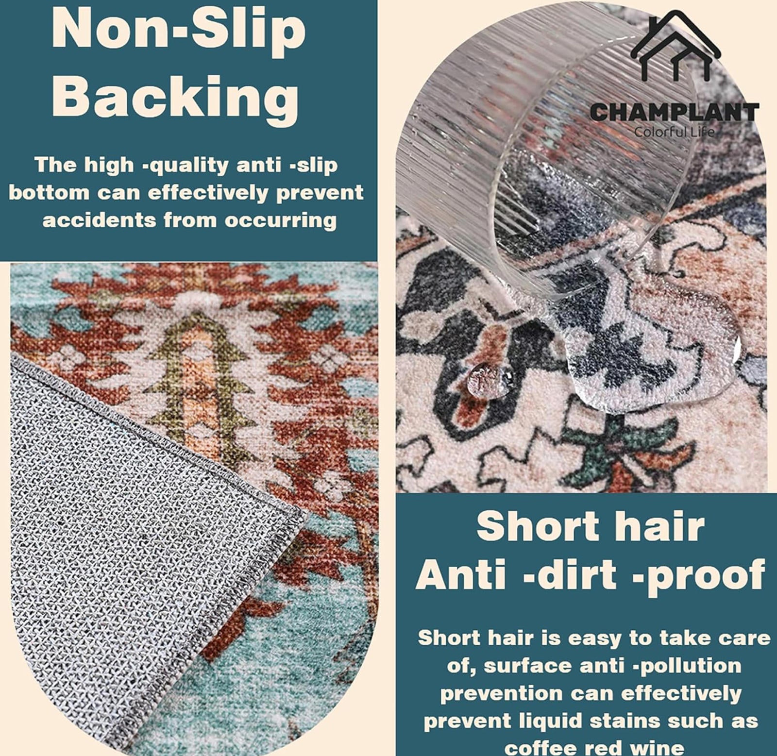 (MSRP $99.99) Kokia Machine Washable Area Rug 6′×9′ – Low Pile, Anti‑Stain
