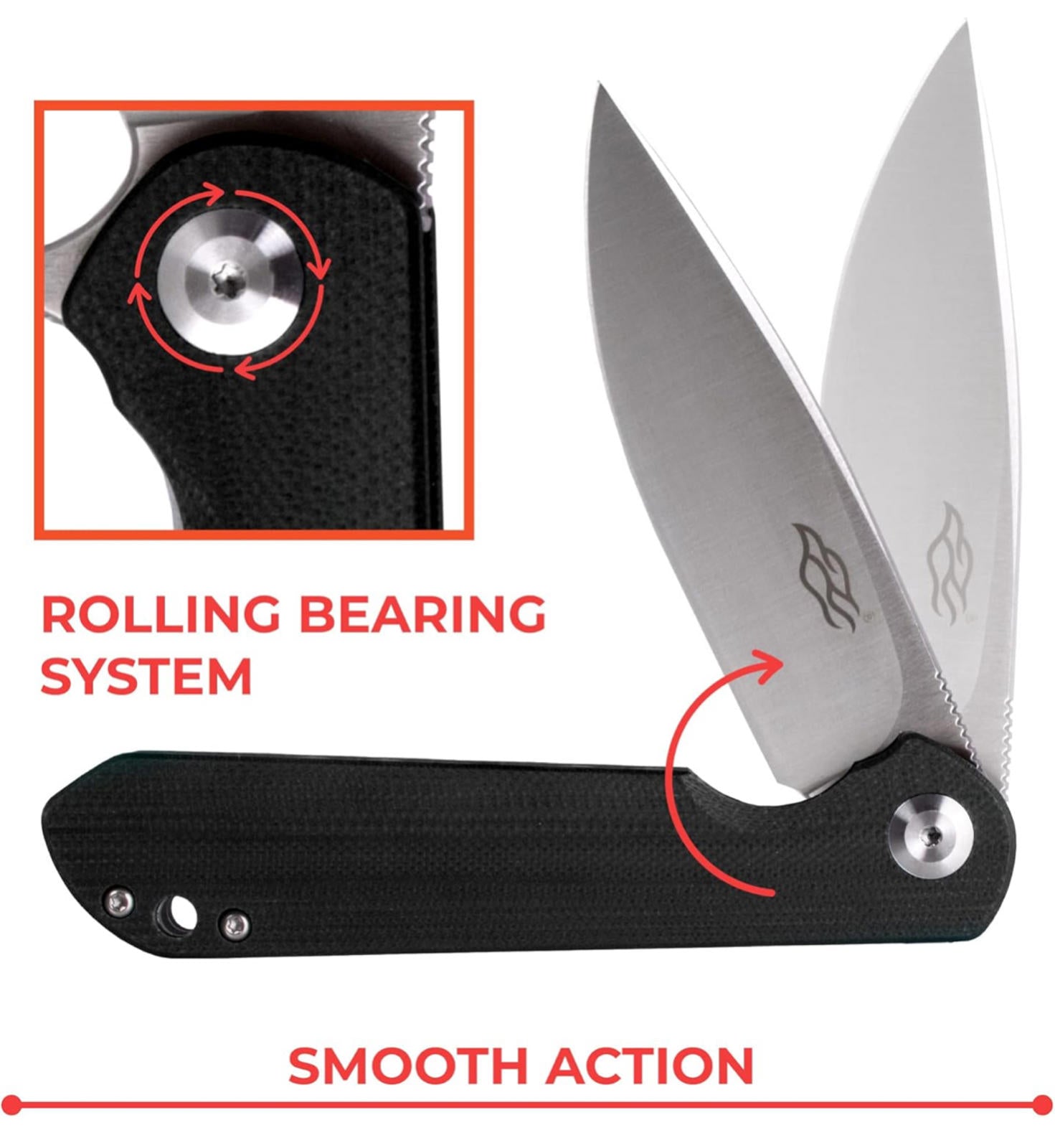 (MSRP $39.99) Firebird Ganzo FH41S-BK Folding Knife, D2 Steel Blade, G10 Handle