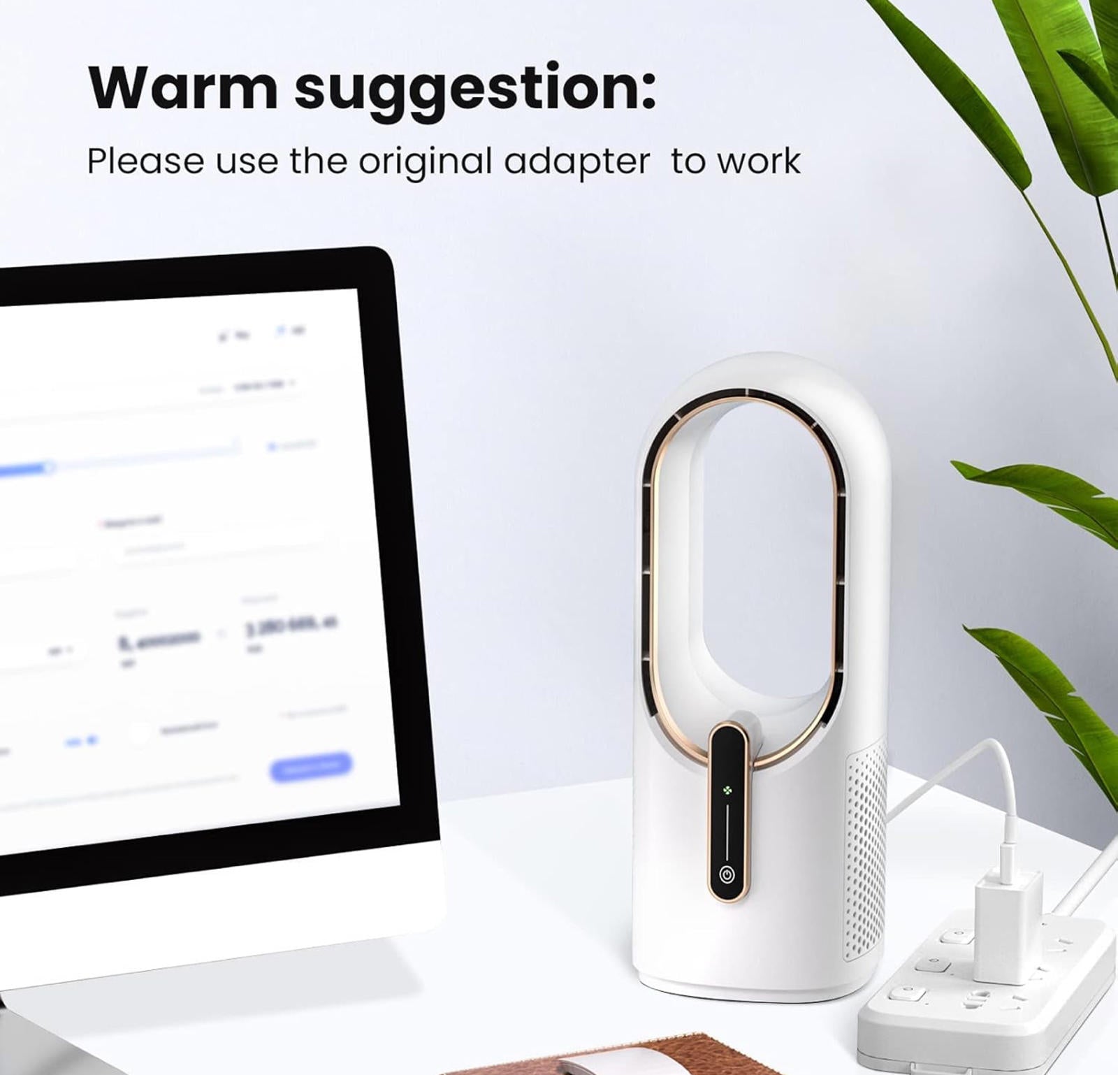 (MSRP $42.99) KONSIDEN 11.8” Bladeless Desk Fan – Quiet, 3 Speeds, Touch Control