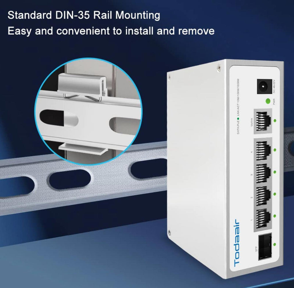 (NEW MSRP $79.99) TODAAIR 6-Port Hardened Industrial Gigabit PoE Switch