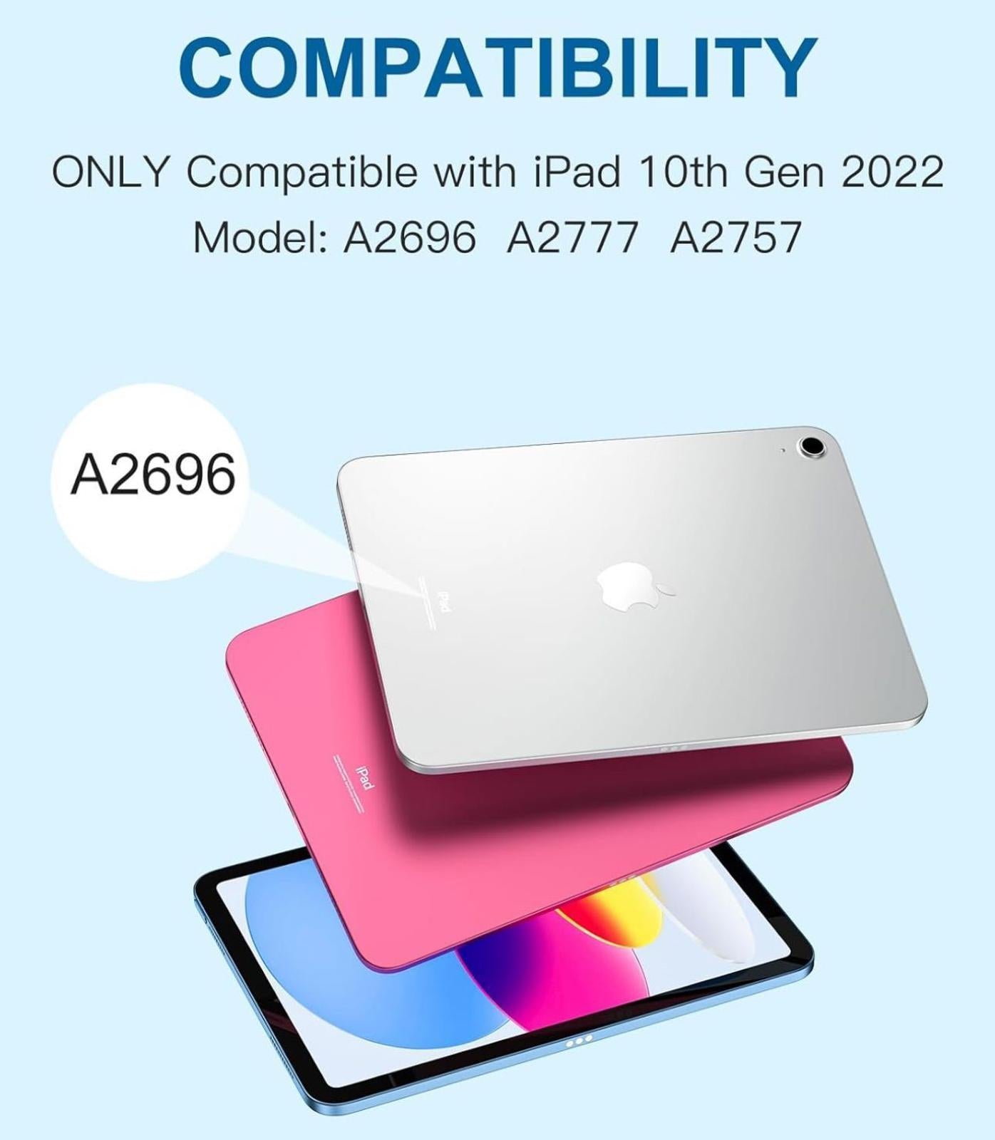 (NEW MSRP $32.28) iPad 10th/11th Gen Keyboard Case (Purple), 7-Color Backlit