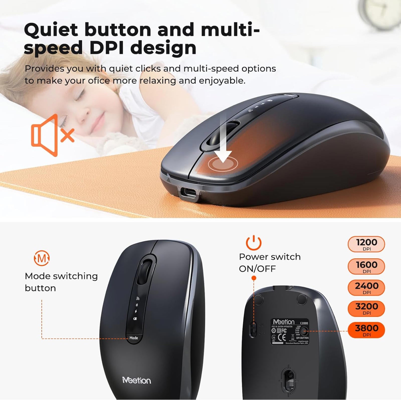 (MSRP $39.99) MEETION C2000 Keyboard & Mouse Combo – Bluetooth/2.4G, 300 h Use ⚡