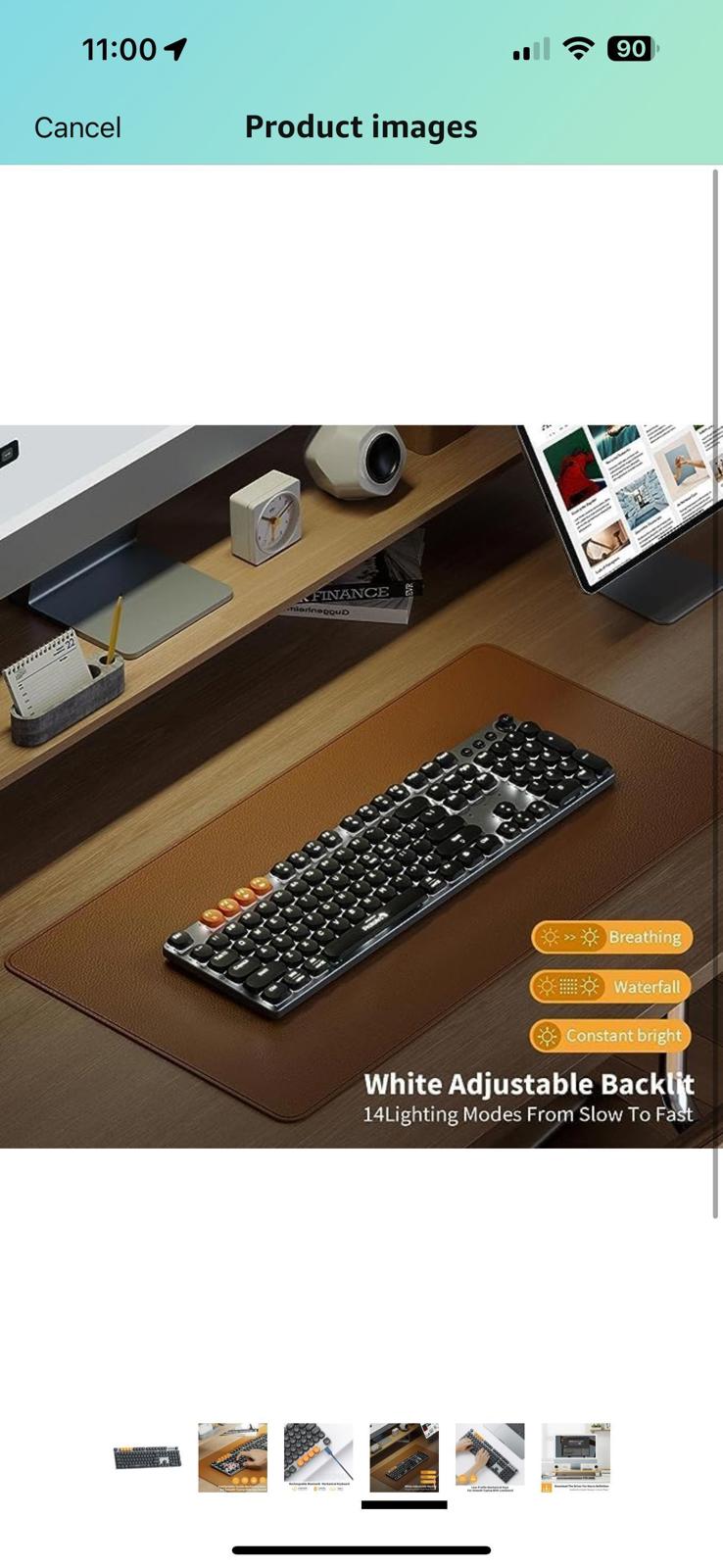 (MSRP $59.99) Backlit Bluetooth Mechanical Keyboard for Office, MECH K300