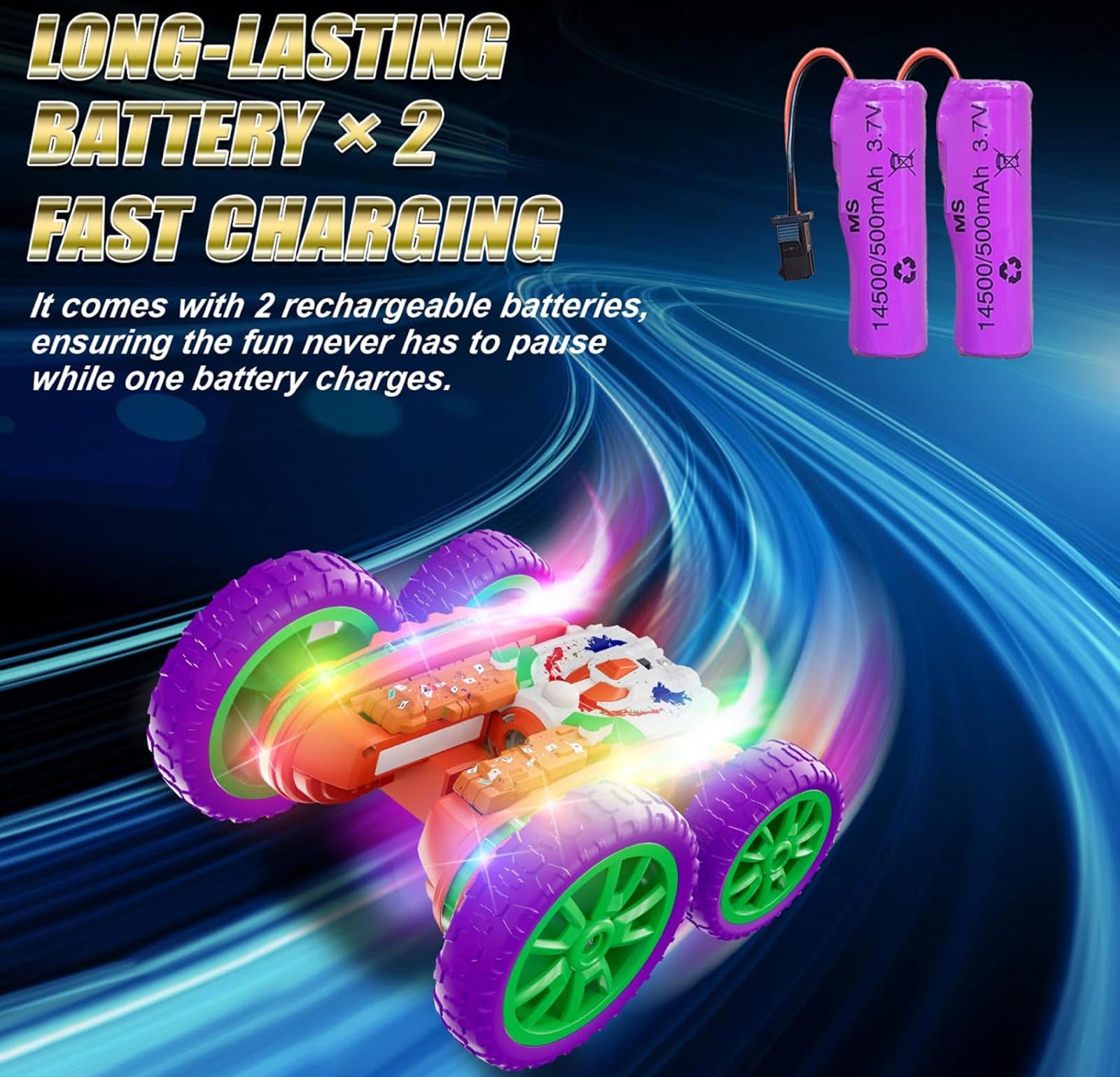 (MSRP $29.99)  4WD RC Stunt Car – 360° Rotating, Dual-Motor,Spray & LED Lights