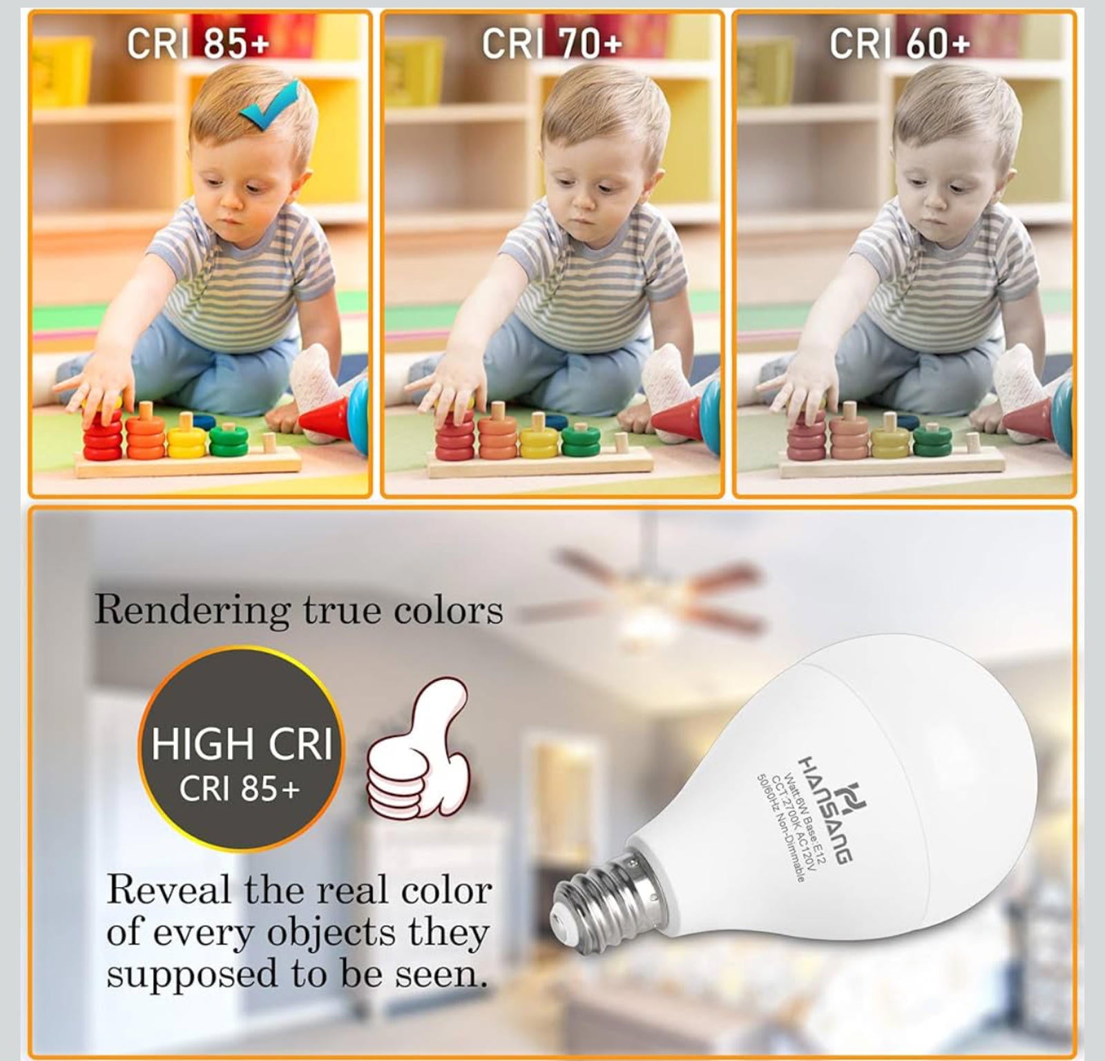 (MSRP $24.99) 6 W E12 LED Bulb – 60 W Equivalent, Warm White 2700 K