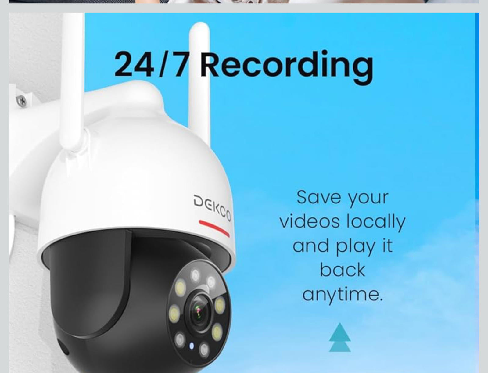 (MSRP $49.99) DEKCO 2K Outdoor PTZ WiFi Security Camera –Full‑Color Night Vision