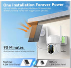(MSRP $89.99) 2K Solar PTZ WiFi Outdoor Camera –Pan/Tilt, AI, Color Night Vision