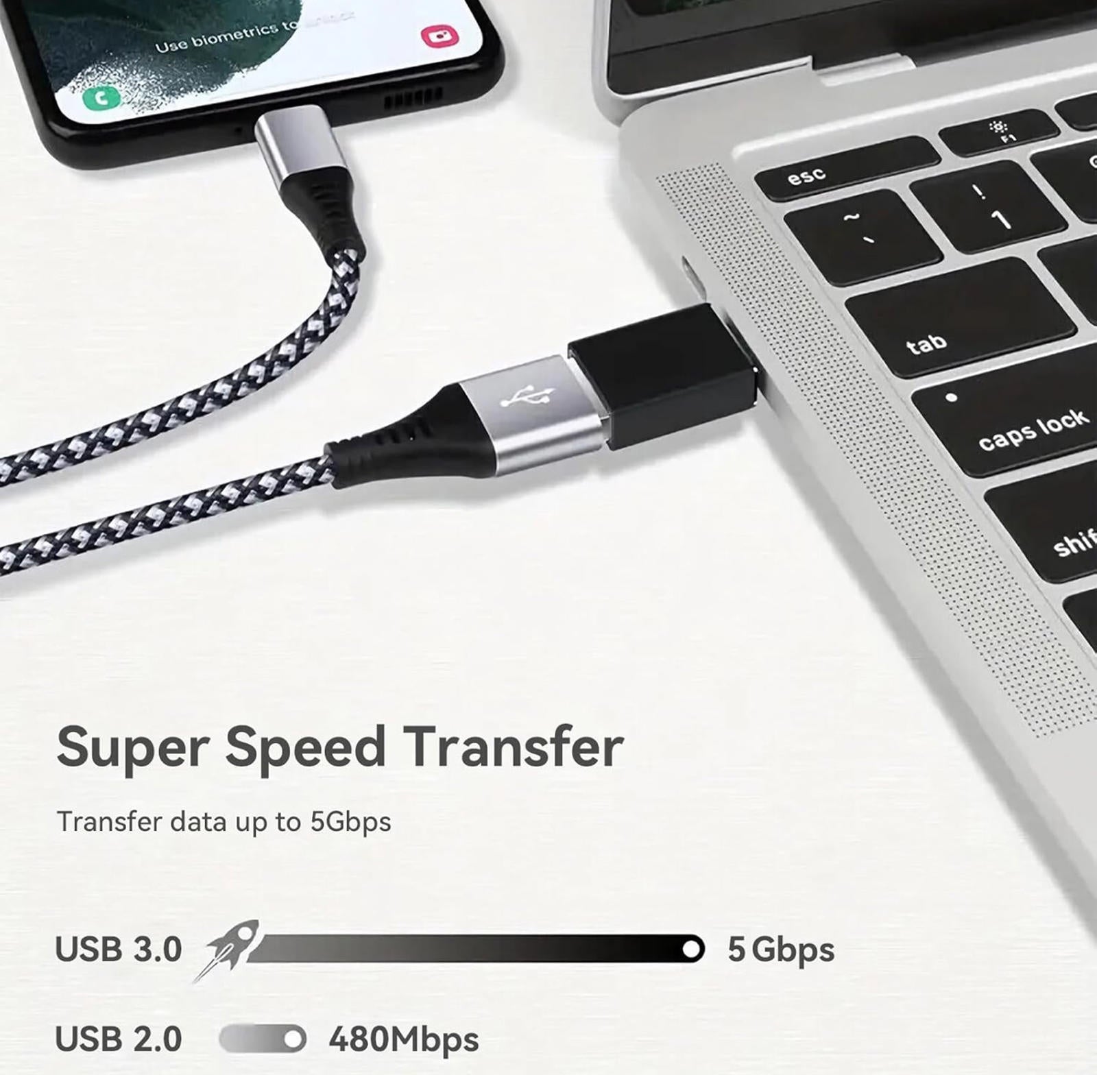 (NEW) Welldiea USB‑A to USB‑C OTG Adapter 4‑Pack – USB 3.0 Fast Pass‑Through