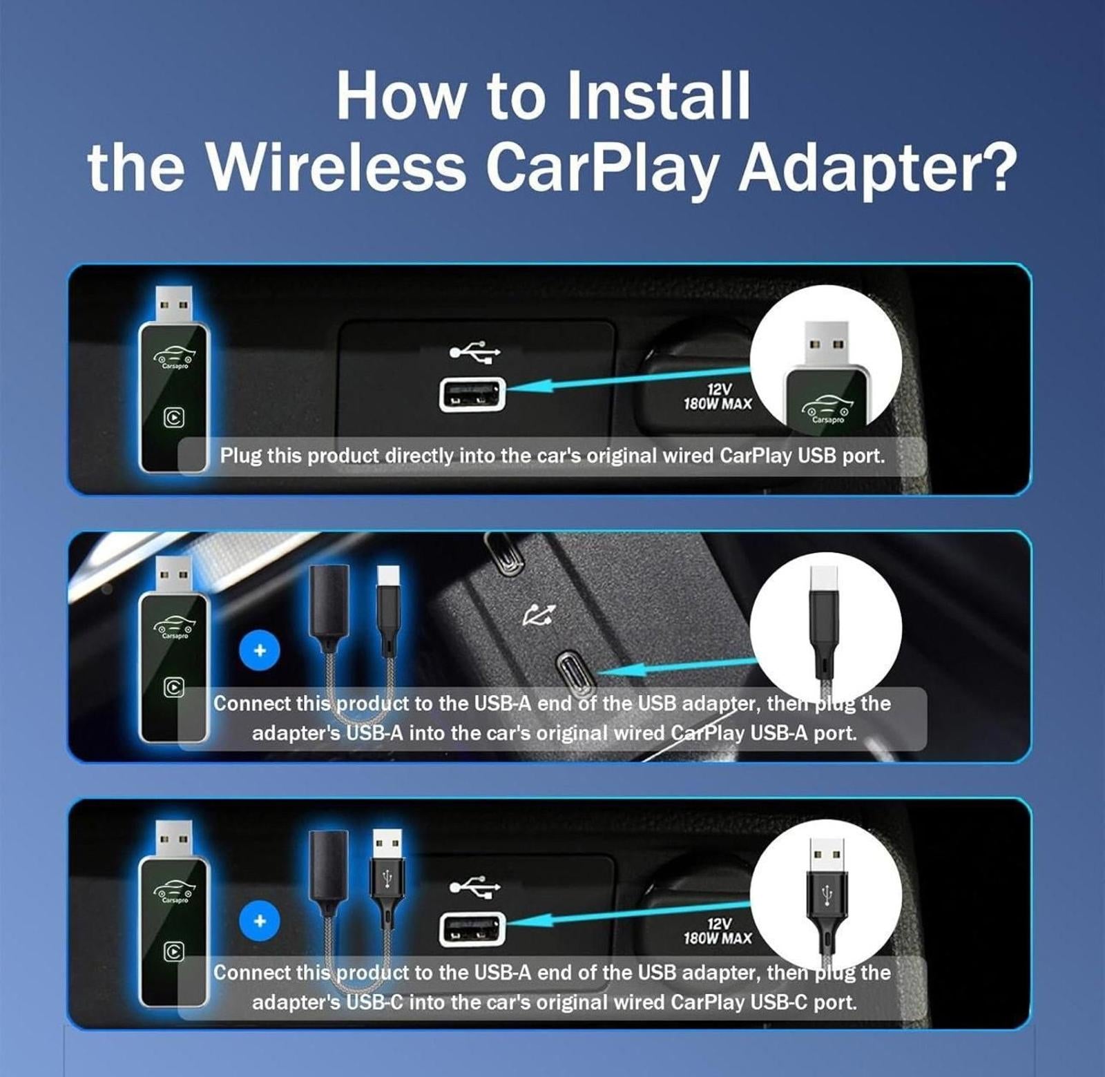 (MSRP $24.99) P8000 CarPlay Adapter: converts Wired CarPlay to Wireless