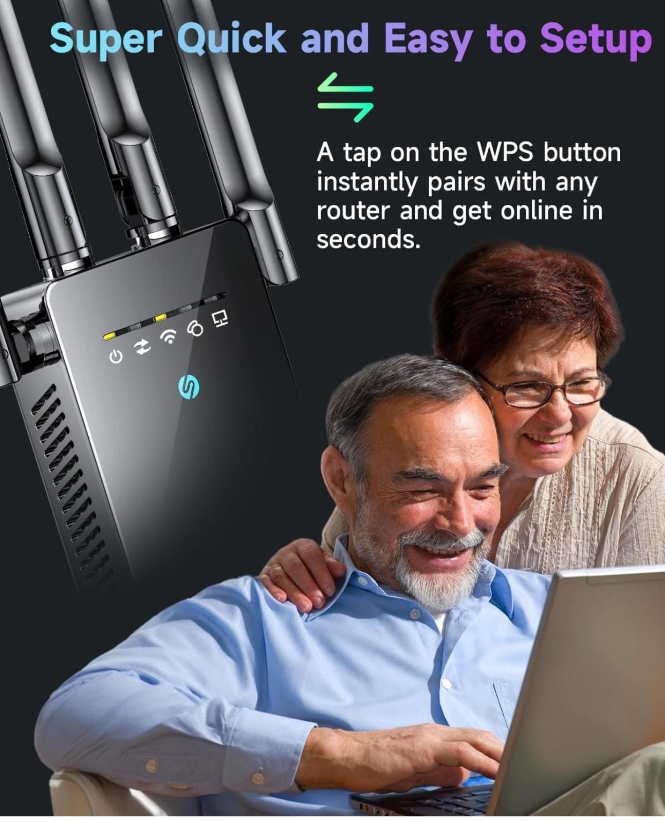 (MSRP $69.99) WiFi Extender –Covers 5000 sqft, 50 Devices, Gigabit Ethernet Port