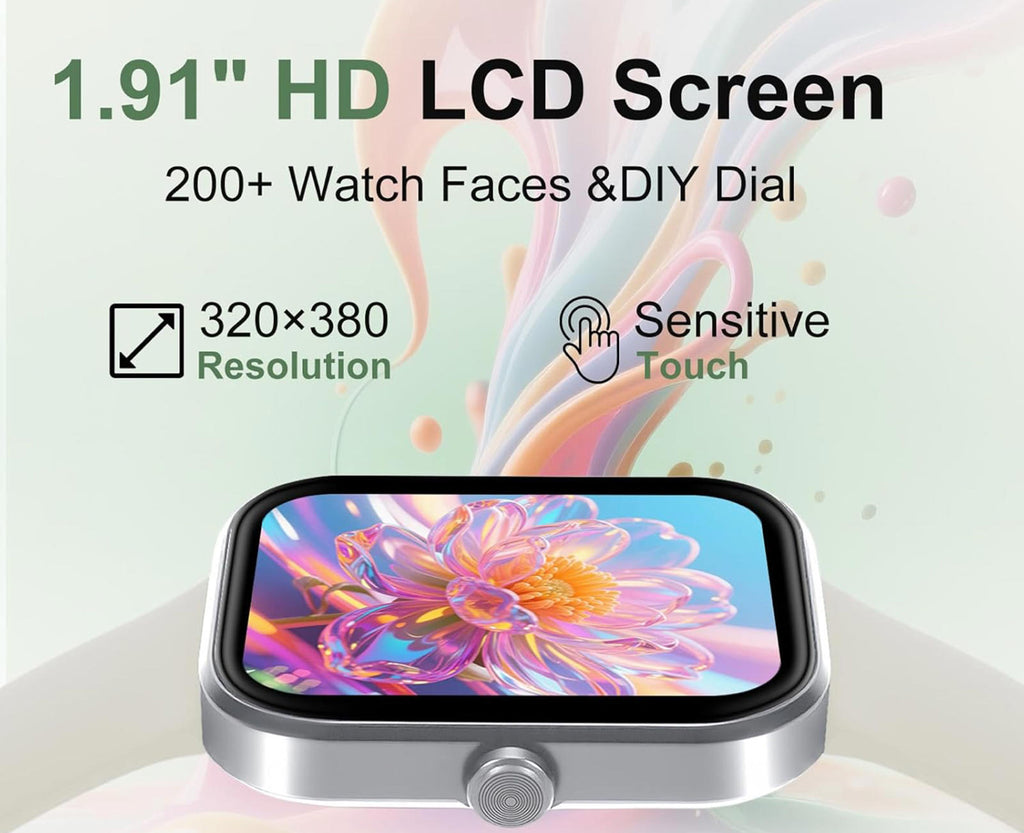 (NEW MSRP $39.99) Smartwatch – Bluetooth, Health Tracking & Custom Faces (WHITE)