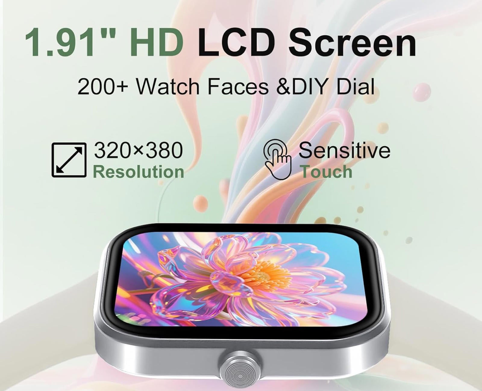 (NEW MSRP $39.99) Smartwatch – Bluetooth, Health Tracking & Custom Faces (WHITE)