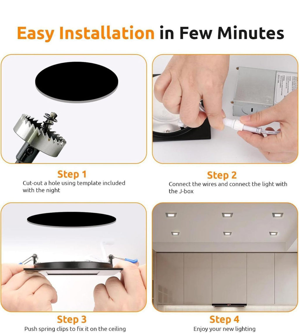 (NEW $149.99) 12-Pack 6″ Square 5CCT Ultra-Thin Dimmable LED Recessed Lights