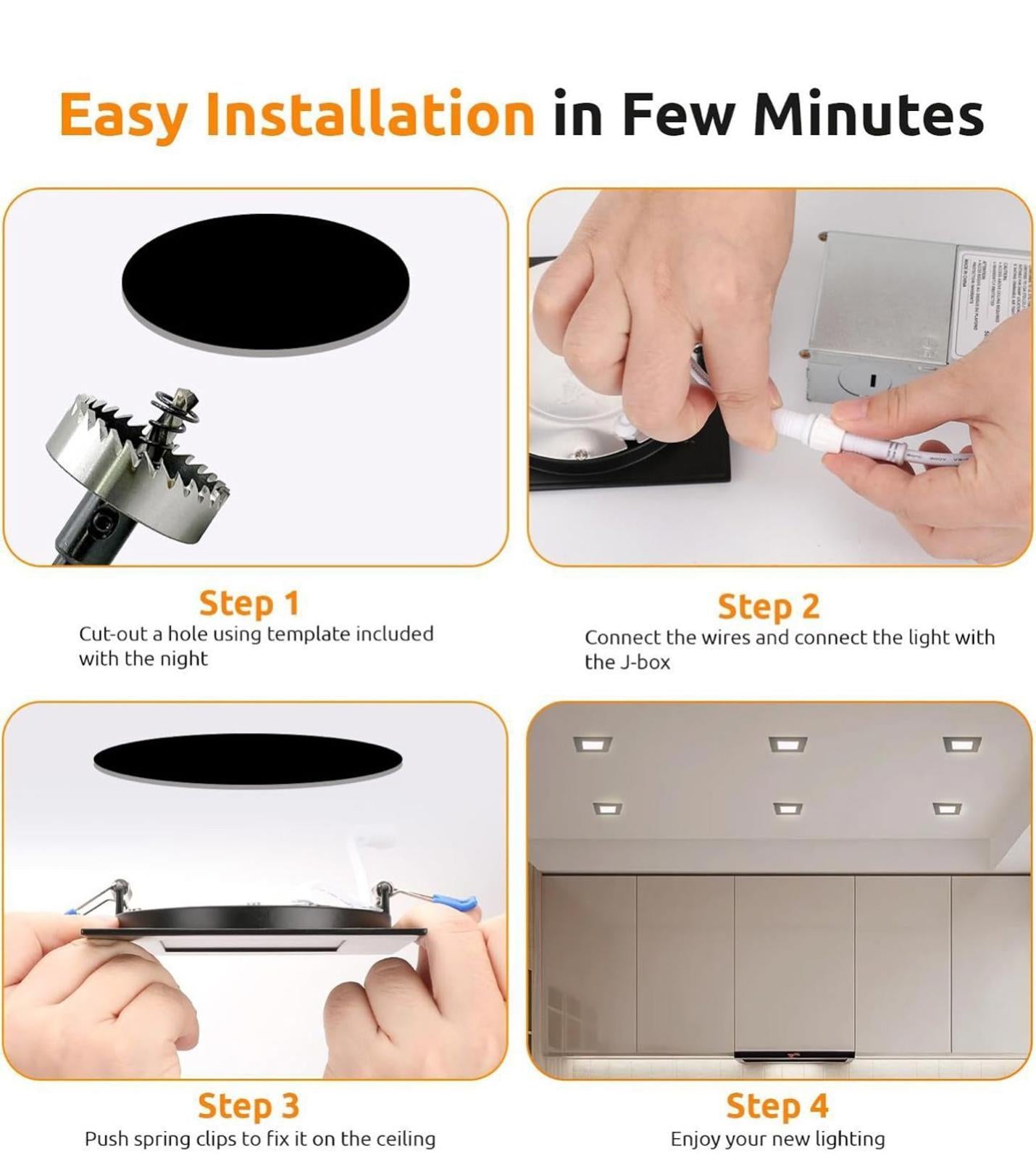 (NEW $149.99) 12-Pack 6″ Square 5CCT Ultra-Thin Dimmable LED Recessed Lights