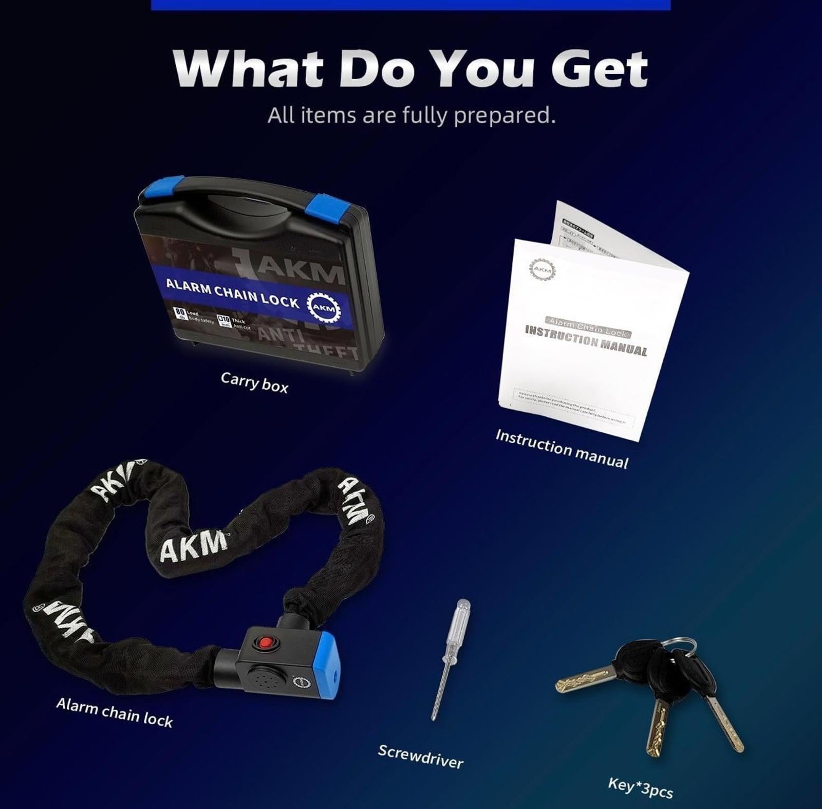 (New) AKM Heavy Duty Alarm Chain Lock - 4ft/120cm