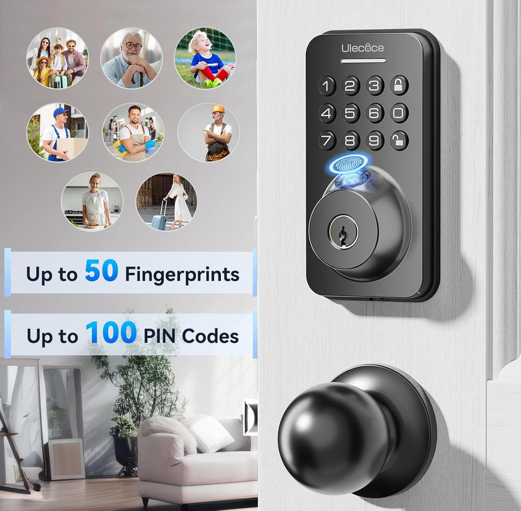 (NEW MSRP $69.99) Fingerprint Keypad Deadbolt with Handle Set, Keyless Door Lock