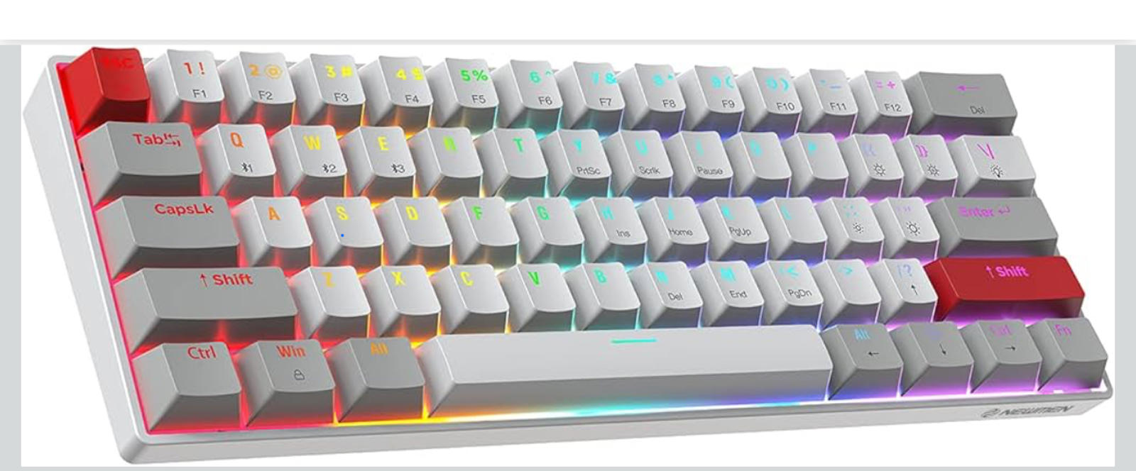 (MSRP $49.99) Newmen GM610 60% Wireless Mechanical Keyboard – RGB, Hot-Swappable