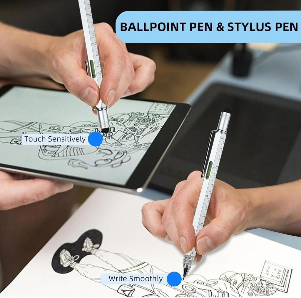 (MSRP $19.99)  6-in-1 Multitool Pen with Stylus, Level, Rulers Screwdrivers