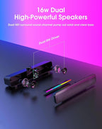 (MSRP $49.99) Bluetooth Dynamic RGB Soundbar, 16W Dual HiFi Stereo, USB-Powered