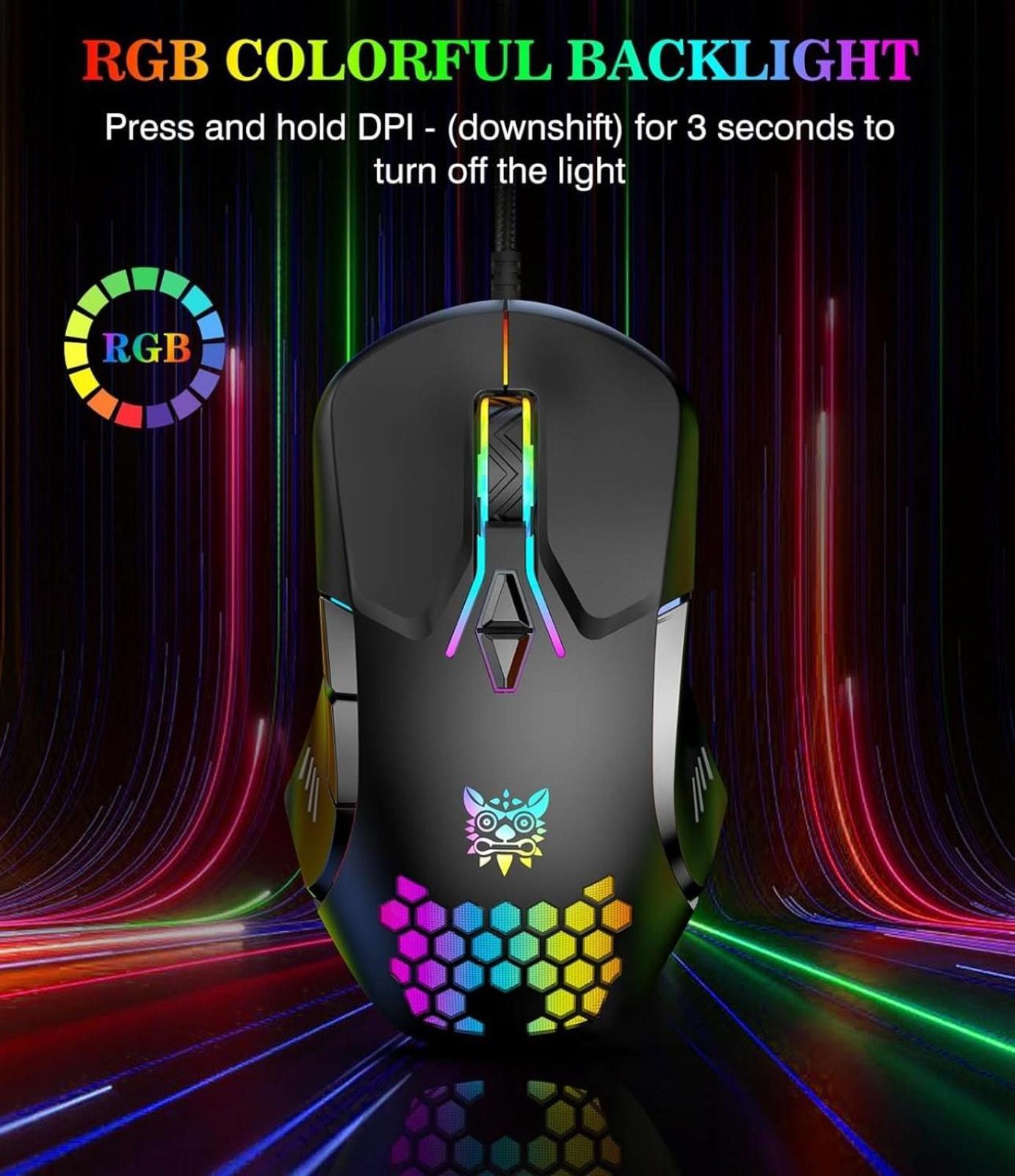 (MSRP $19.99) CW902 RGB Gaming Mouse – 7 Buttons, High/Variable DPI