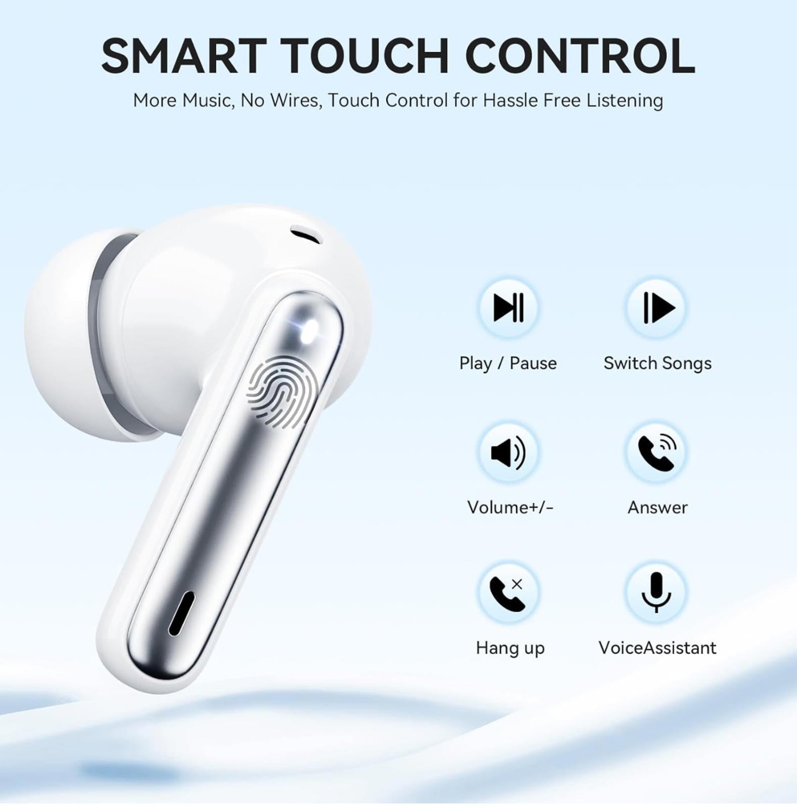 (MSRP $29.99) MoBadeety A60 Pro Bluetooth 5.3 Earbuds – 40 h Playtime, LED Case