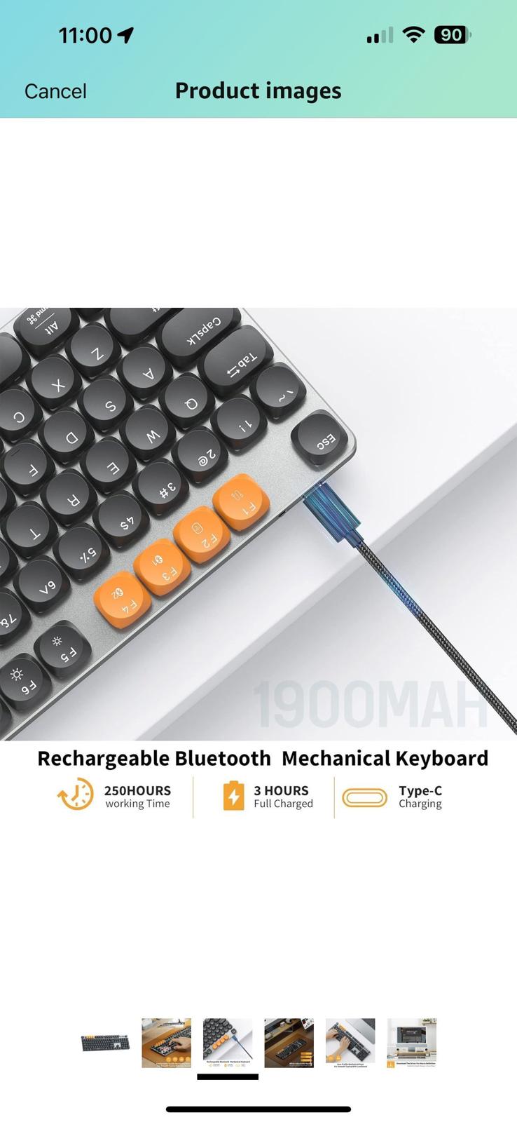 (MSRP $59.99) Backlit Bluetooth Mechanical Keyboard for Office, MECH K300