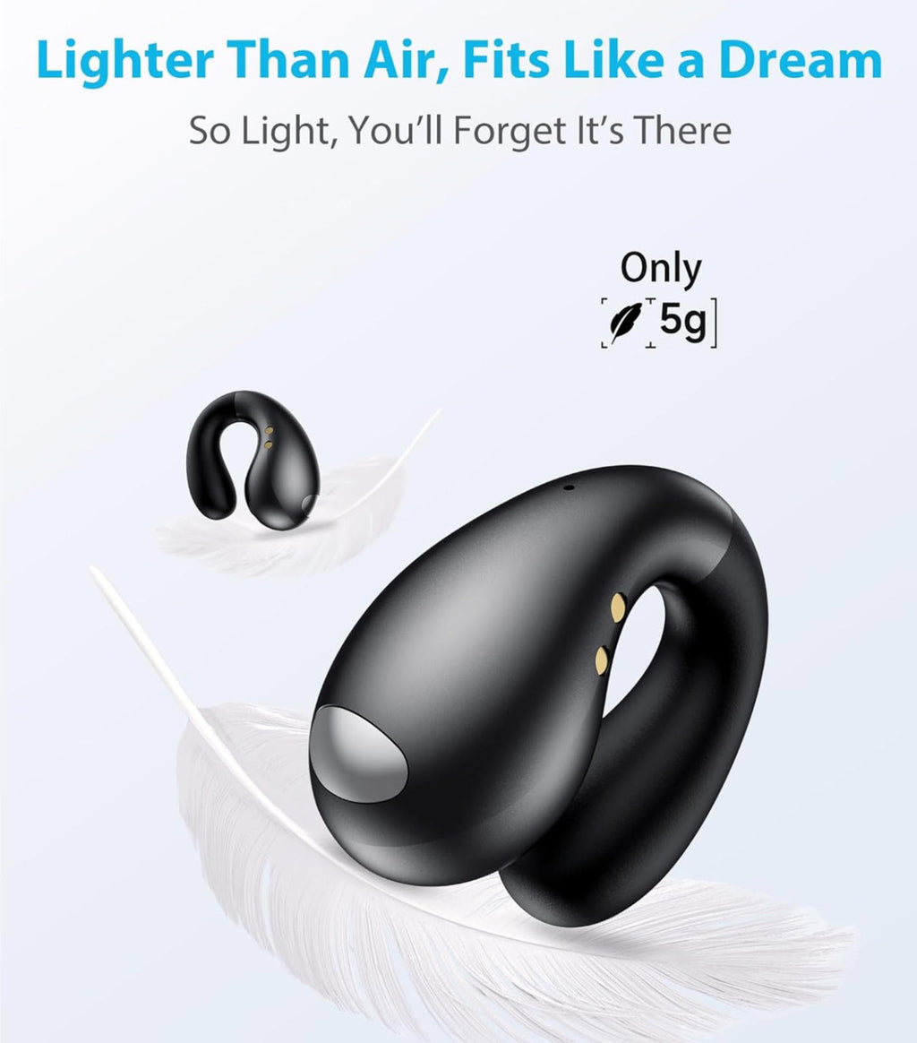 (MSRP $38.99) Boytond Ultra Open-Ear Bone Conduction Earbuds – Clip-On, 10h Play