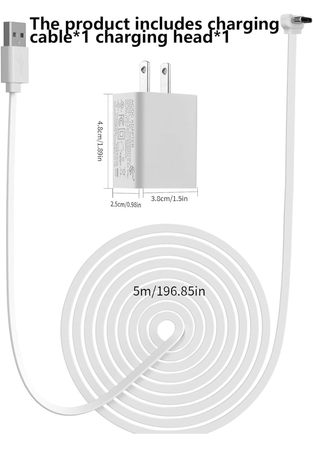 (MSRP $19.99) 16.4ft Bent USB-C Charging Cable for Ring Battery Doorbell