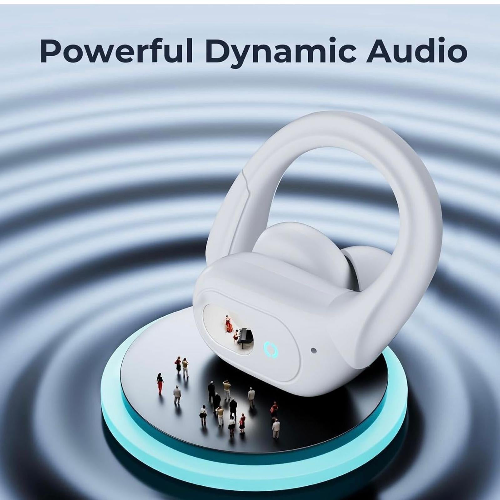 (NEW $49.99) White Wireless Earbuds, Running/Cycling & LED Charge Case