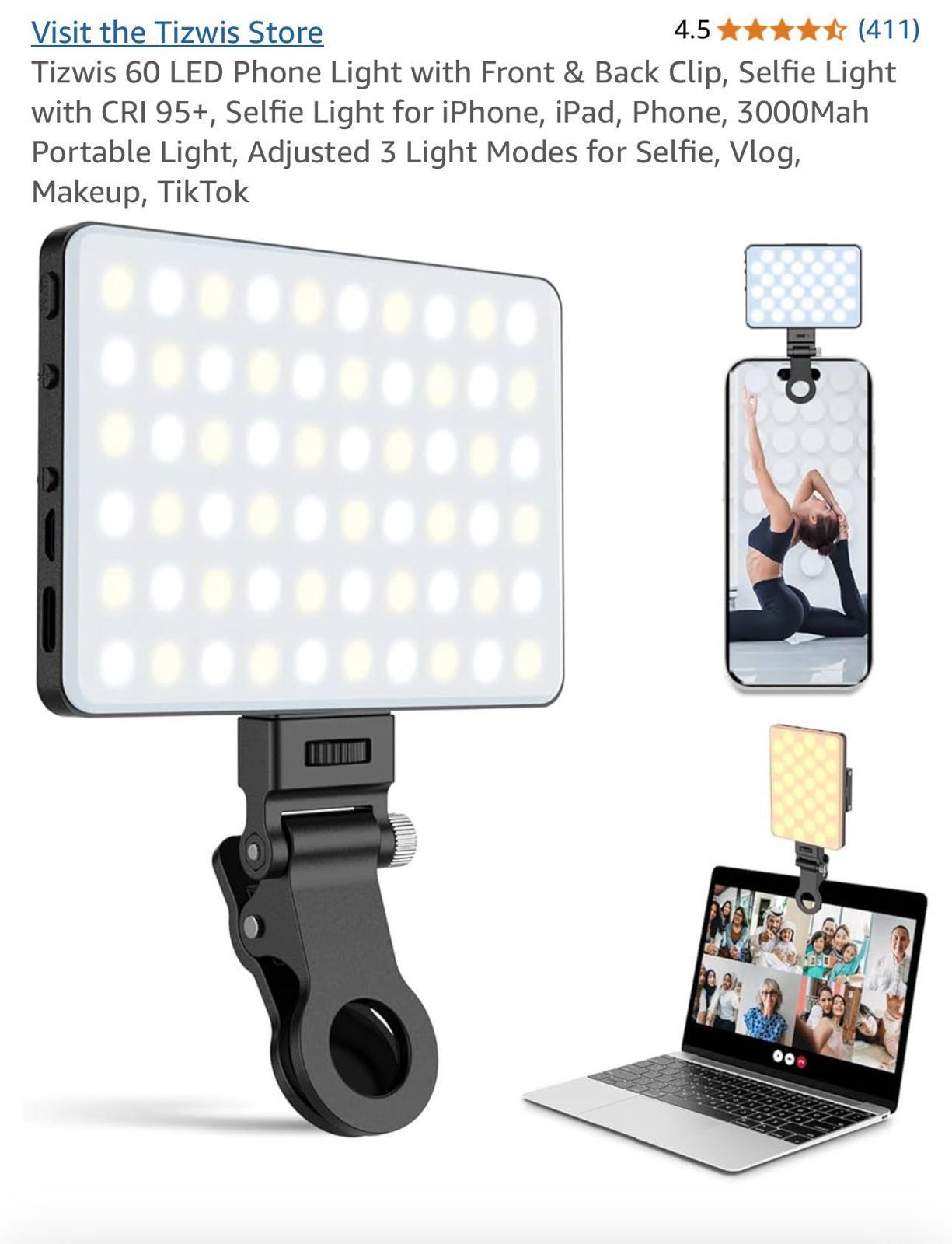 60 LED phone / laptop video battery fill-in light