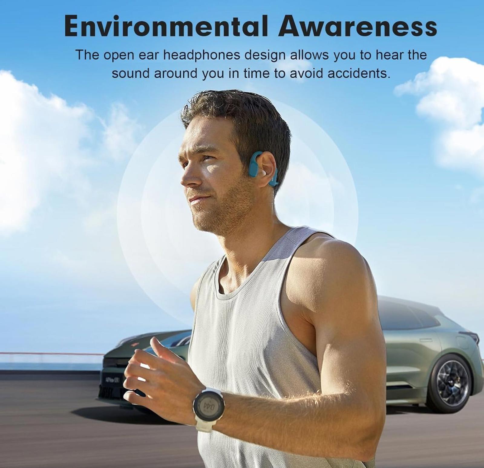 (NEW MSRP $39.99) Bone Conduction Headphones, BT5.2, Waterproof Open-Ear
