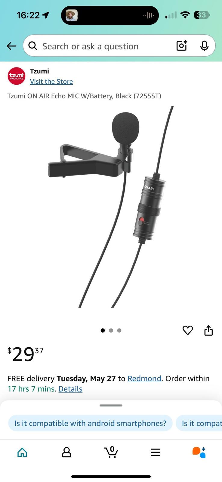 (MSRP $30.00) ON AIR Echo Mic w/Battery – Aux-Ready for DSLR & Phones 🎤📸🔋
