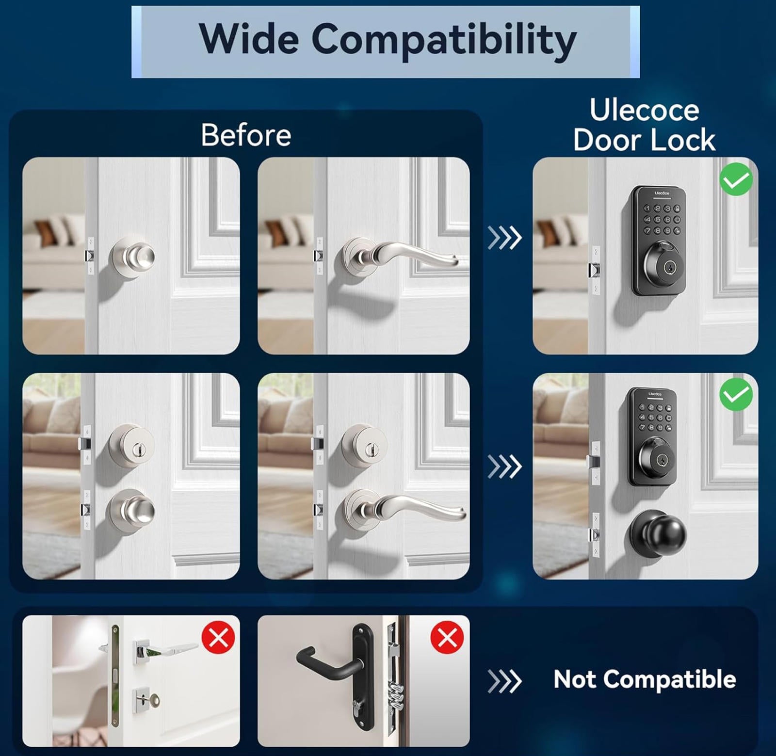 (NEW MSRP $69.99) Fingerprint Keypad Deadbolt with Handle Set, Keyless Door Lock