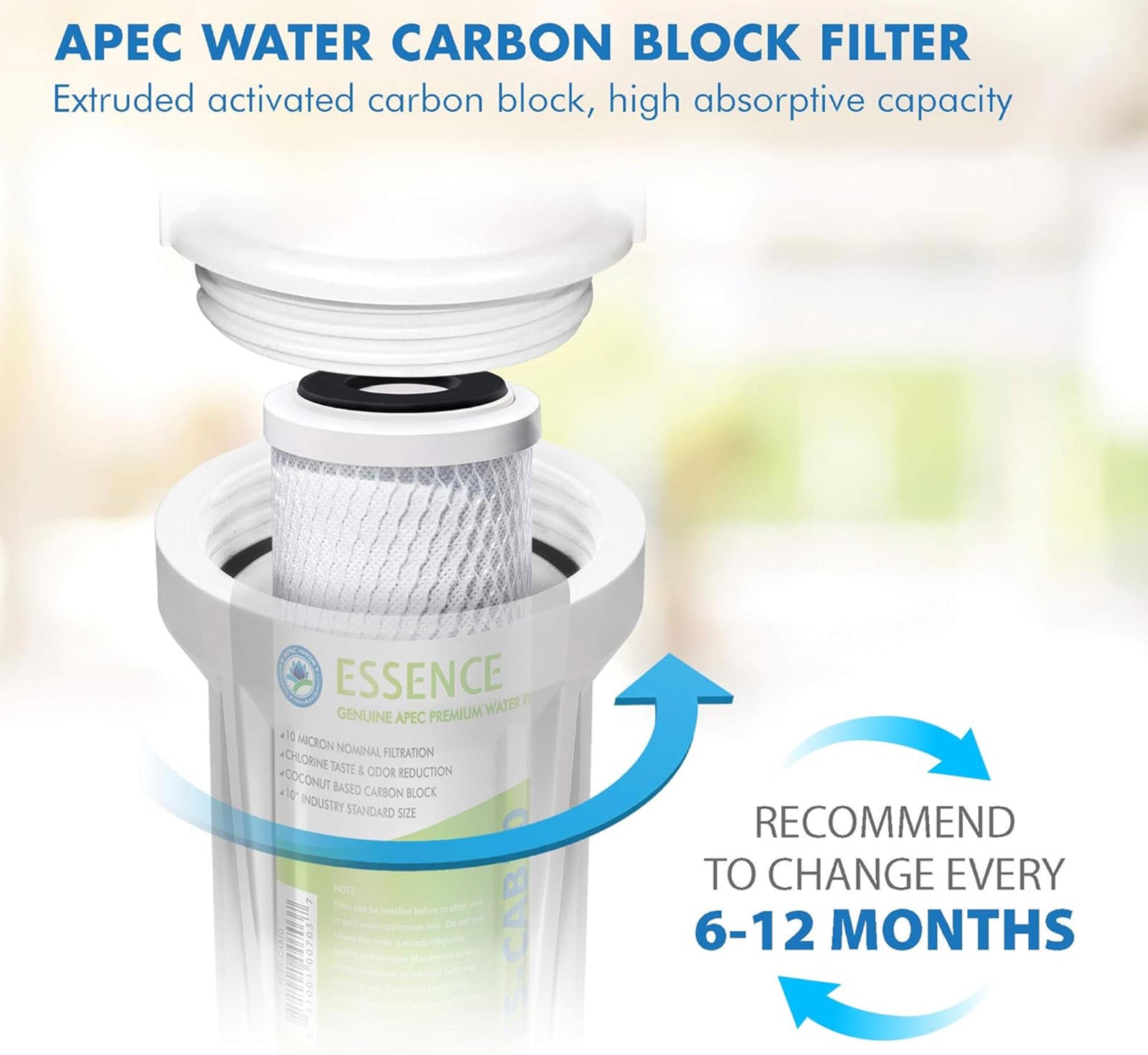 (NEW MSRP 19.95) APEC FI‑ES‑CAB10 10″ Carbon Block RO Water Filter