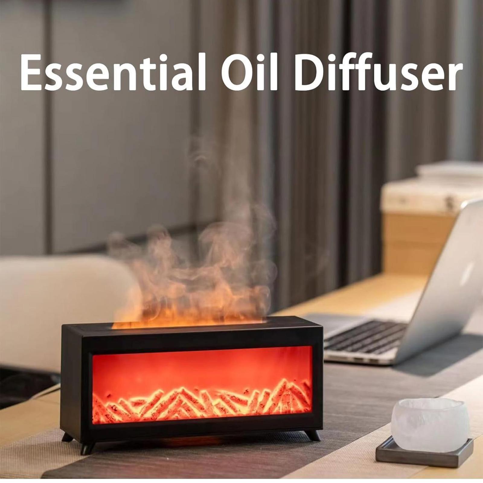 (NEW MSRP $29.99) Flame Fireplace Diffuser 2‑Color LED,Humidifier & Aromatherapy