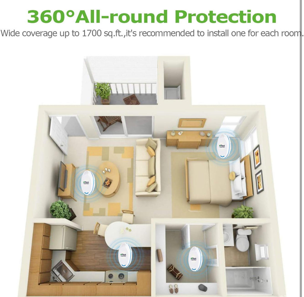 (MSRP $39.99) Ultrasonic Pest Repeller 4-Pack – Safe Indoor Plug-In for Mice,etc