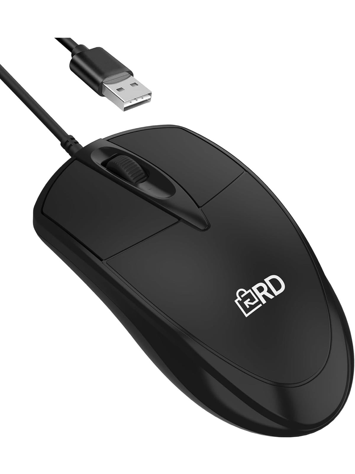 (NEW MSRP 14.99)Wired USB 3‑Button Mouse – 1600 DPI Optical, 2M‑Click Longevity
