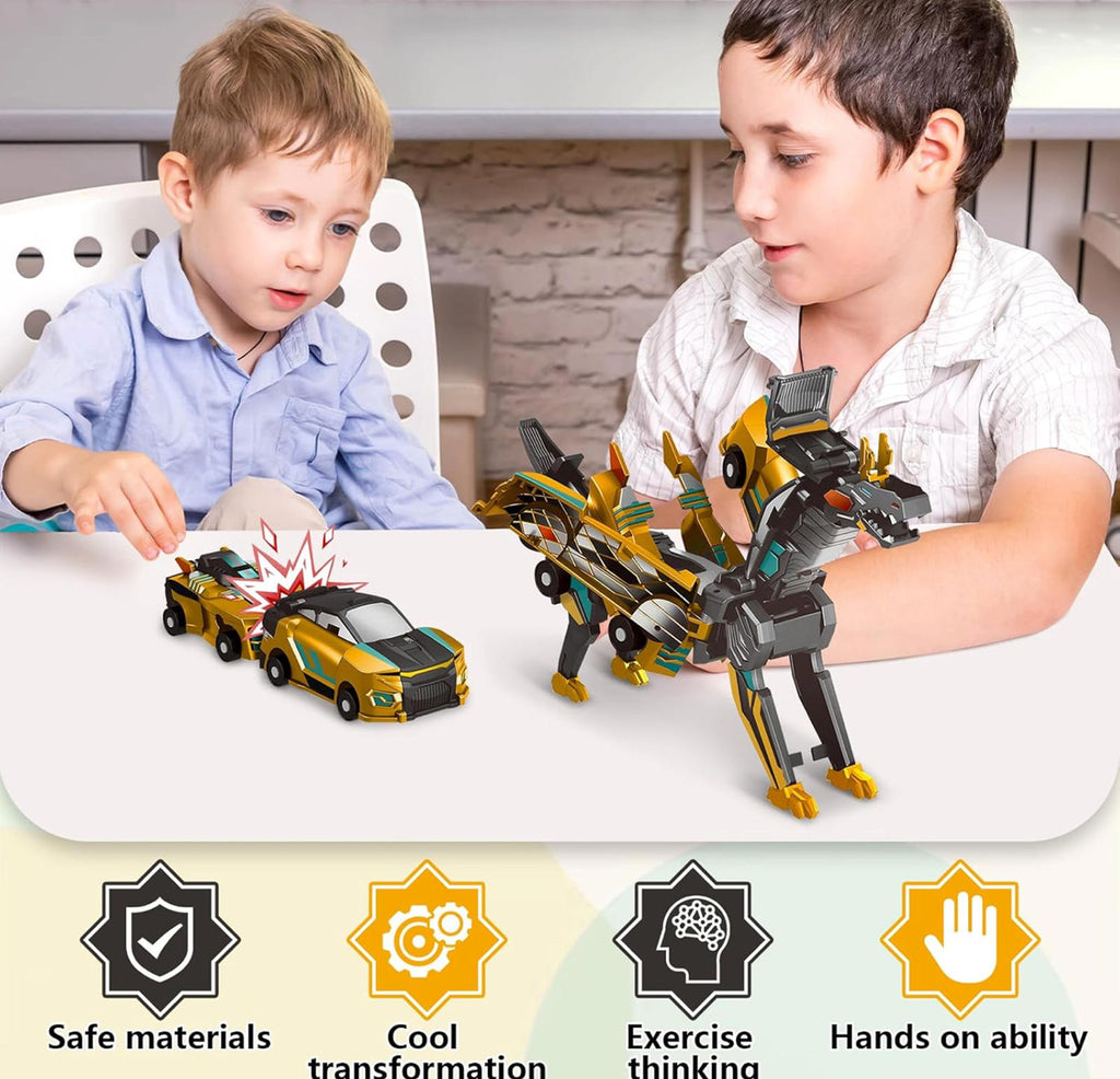 (MSRP $29.99) Intoypad Collision Transforming Dinosaur Car 2-in-1 Toy (GOLD)