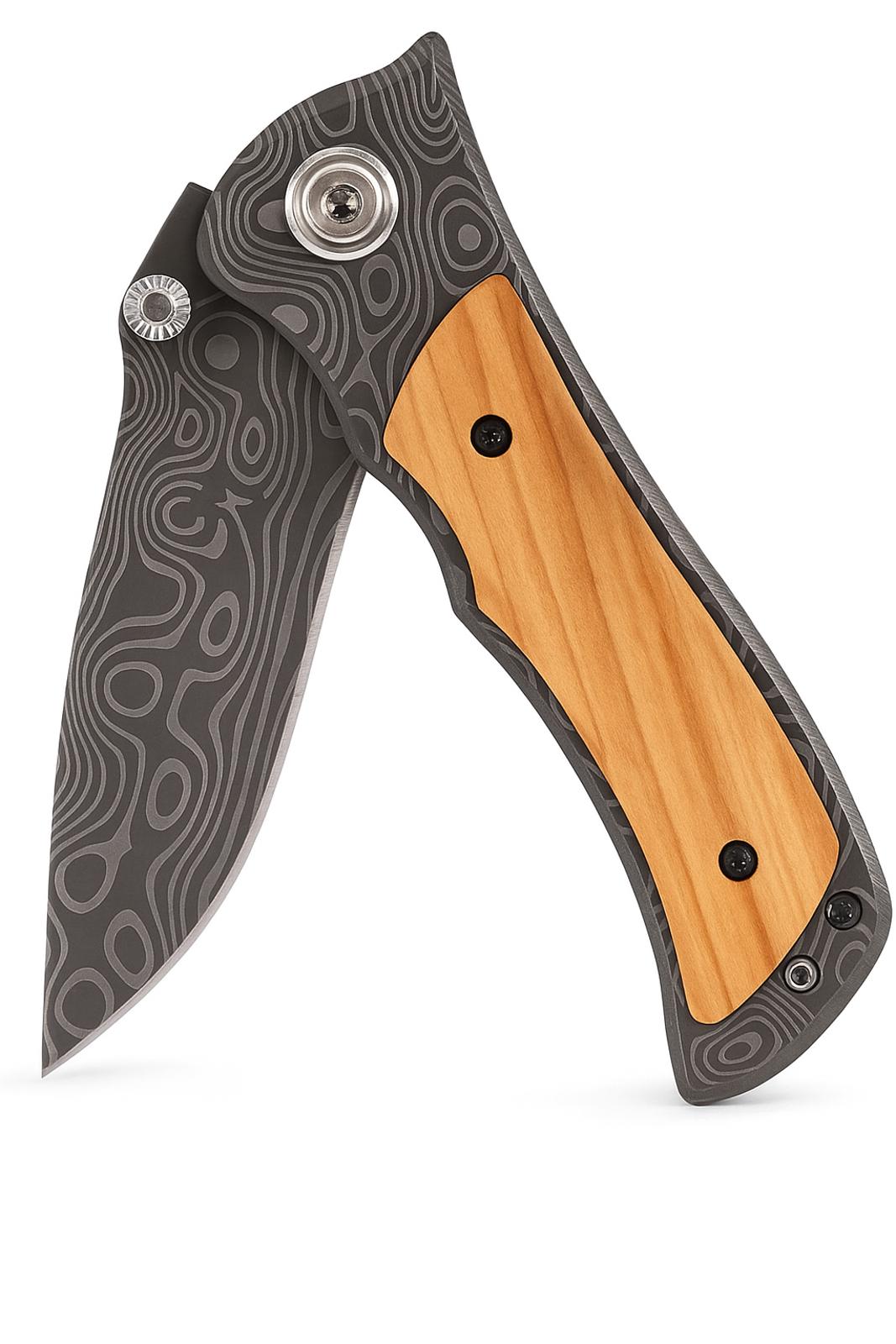 (MSRP $24.99)  Wooden‑Handle Folding Pocket Knife – Compact EDC Blade 🔪🌳