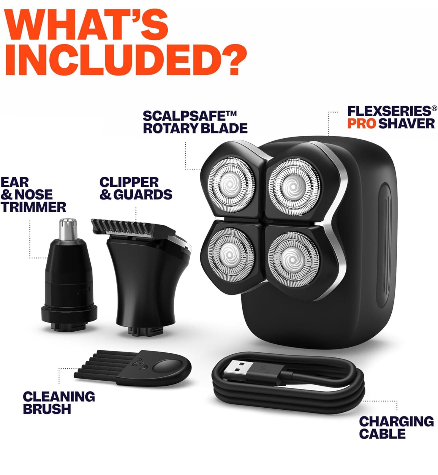 (MSRP $89.95) Freebird FlexSeries Pro Head & Body Shaver – Wet/Dry, Rechargeable