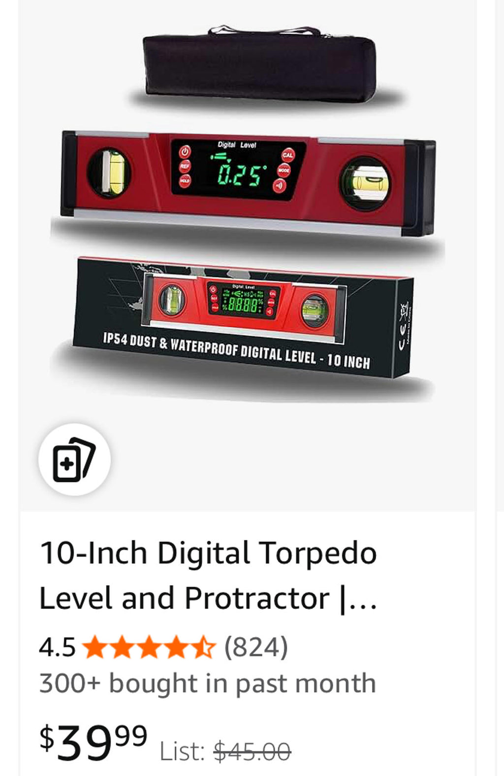 (MSRP $39.99) 10” Digital Torpedo Level – LED Display, IP54, Magnetic Base 🧰📐