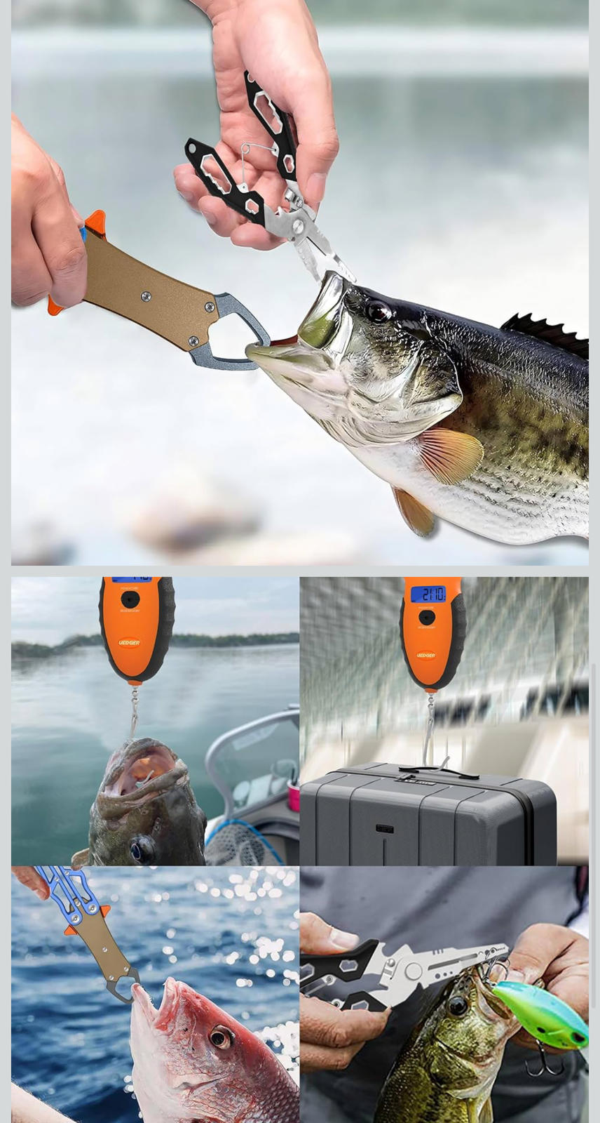 (MSRP $29.99) UEDGER Fishing Tool Kit – Pliers, Scale & Lip Gripper (1.5 lb)