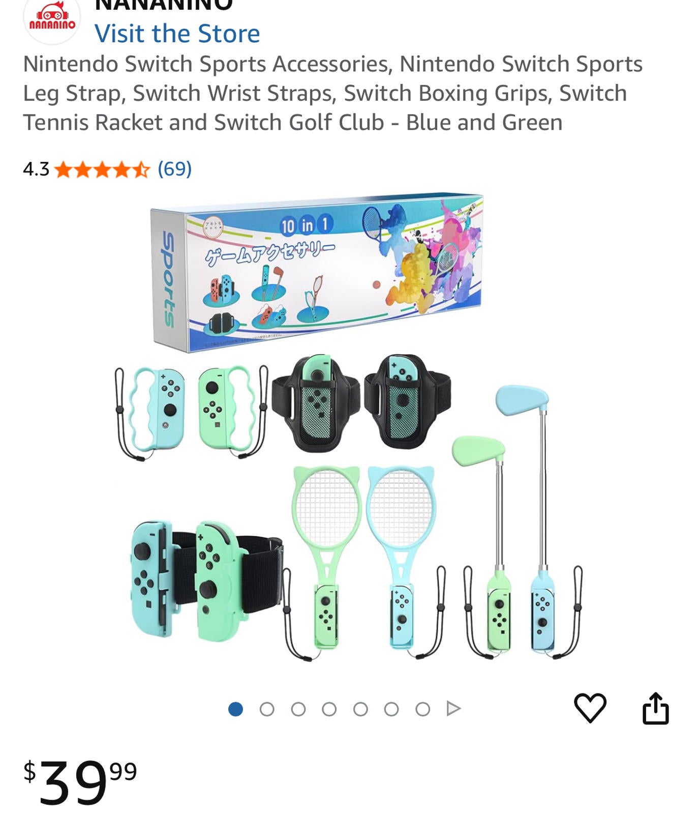 (MSRP $39.99) Nintendo Switch Sports Accessories Kit – Blue & Green