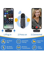 (NEW MSRP $29.95) 2-Pack Wireless Lavalier Mics w/Charging Case-iPhone & Android