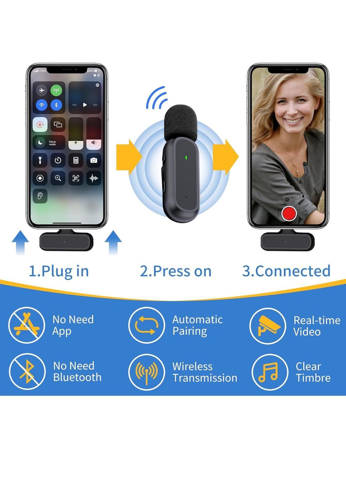 (NEW MSRP $29.95) 2-Pack Wireless Lavalier Mics w/Charging Case-iPhone & Android