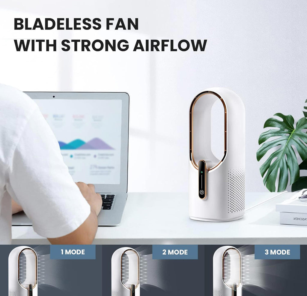 (MSRP $42.99) KONSIDEN 11.8” Bladeless Desk Fan – Quiet, 3 Speeds, Touch Control