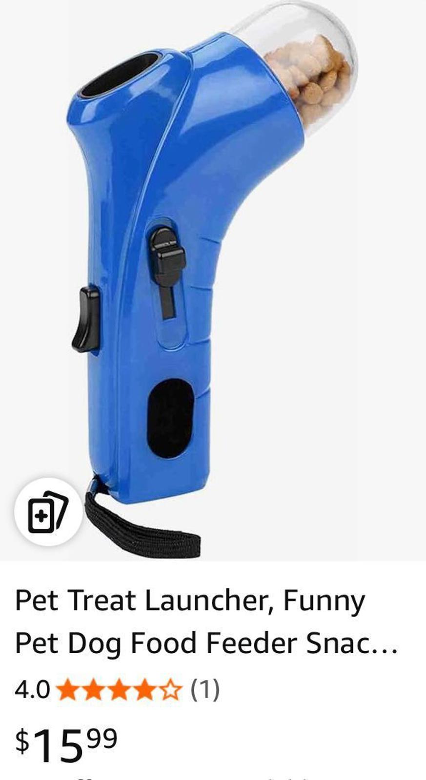 (New, Sealed, MSRP $15.99) Pet Treat Launcher, Dog and Cat Treat Dispenser